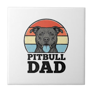 Pitbull Vader Vintage Hond Liefhebber Shirt Ontwer Tegeltje