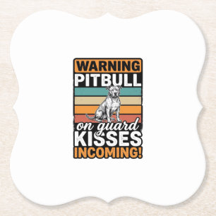 Pitbull Waarschuwing Kusjes Komend Vintage Hond De Kartonnen Onderzetters