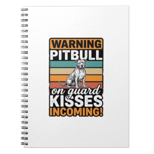 Pitbull Waarschuwing Kusjes Komend Vintage Hond De Notitieboek