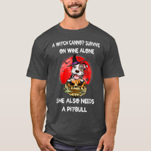 Pitbull Witch Pumpkin Halloween T-Shirt
