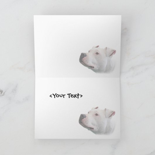 Pitbull Witte Hond Kerstwens Feestdagen Kaart (Binnen)