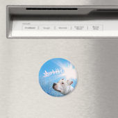 PItbull Witte Hond Kerstwens Magneet (Insitu (Vaatwasser))