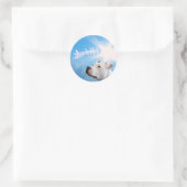 PItbull Witte Hond Kerstwens Ronde Sticker (Tas)