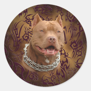 Pitbullebruin tattoo ronde sticker