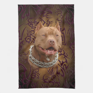 Pitbullebruin tattoo theedoek