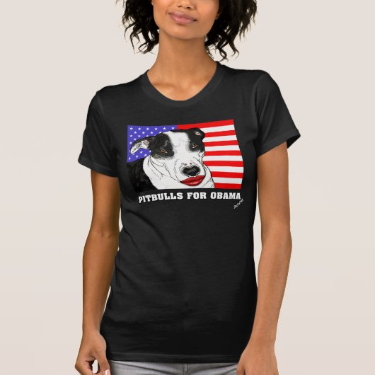 PITBULLEN VOOR OBAMA 2008 T-SHIRT (Voorkant)