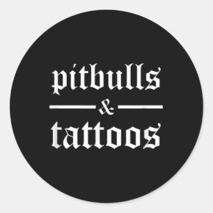 Pitbulls en Tattoos Funny Tattooed Dog Eigenaar Ronde Sticker