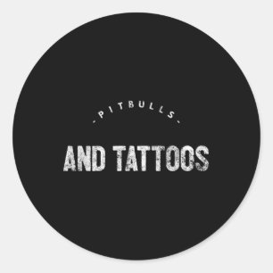 Pitbulls en Tattoos Novelty Dog Gift Ronde Sticker