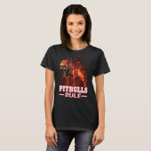 Pitbulls Rule Hell Fire Pitbull Dog T-shirt (Voorkant volledig)