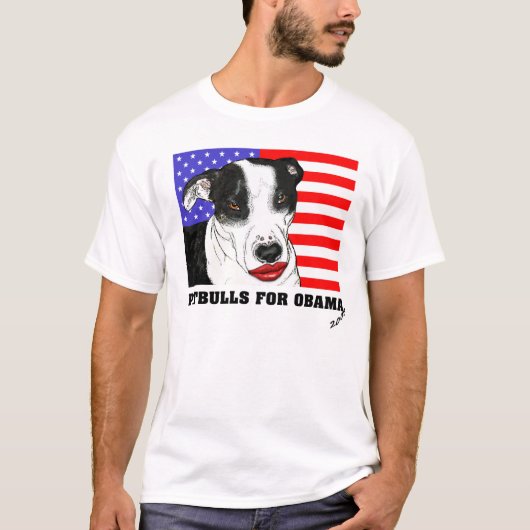 Pitbulls voor Obama 2008 T-shirt (Voorkant)