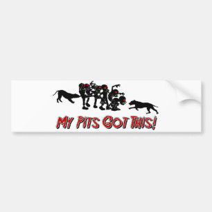 Pitbulls vs. Zombies Funny Logo Design Sticker