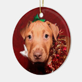 Pitbulppuppy Kerstmis Keramisch Ornament (Links)