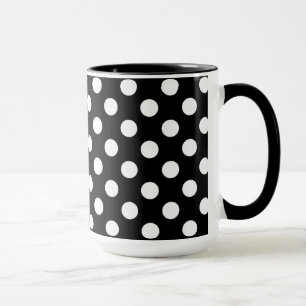 Pitch Black en Big White Polka Dots Mok