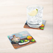 Pitcher en Fruit, Paul Cezanne Vierkante Kartonnen Onderzetter (Insitu)