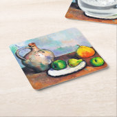 Pitcher en Fruit, Paul Cezanne Vierkante Kartonnen Onderzetter (Schuin)