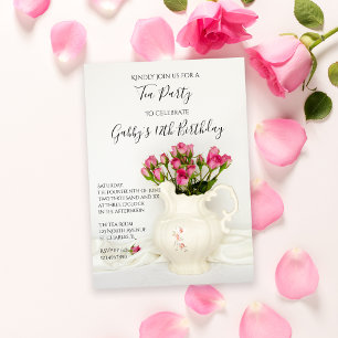 Pitcher en Roses Birthday Party Kaart