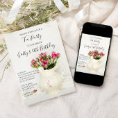  Pitcher en Roses Birthday Party Kaart