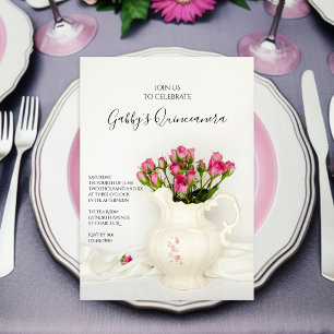  Pitcher en Roses Quinceanera Party Kaart