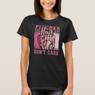 Pitcher Hair geeft geen Softball Girl T-shirt