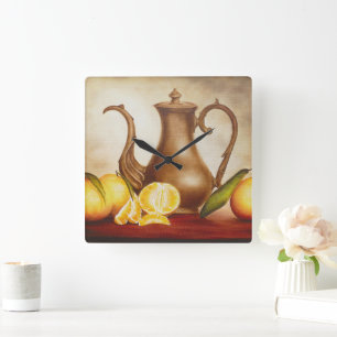 Pitcher met Sinaasappels Vierkante Klok