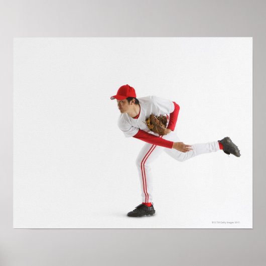 Pitcher Throwing Baseball Poster (Voorkant)