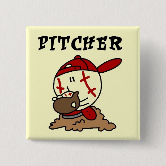 Pitcher-tshirts voor honkbal en cadeautjes vierkante button 5,1 cm (Voorkant)