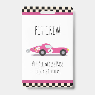 Pitcrew Race Auto Verjaardagsfeestje Pitcrew VIP P Badge