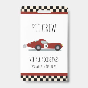 Pitcrew Race Auto Verjaardagsfeestje Pitcrew VIP P Badge