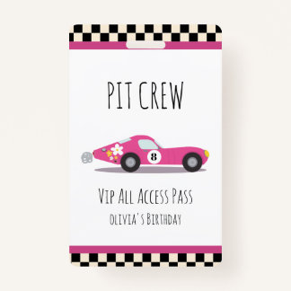Pitcrew Raceauto Verjaardagsfeestje Pitcrew VIP-Pa Badge