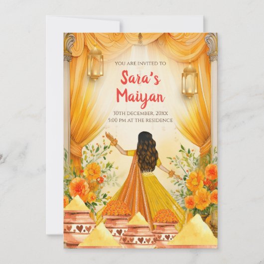 Pithi uitnodigingen Maya uitnodigingen, Haldi uitn (Voorkant)