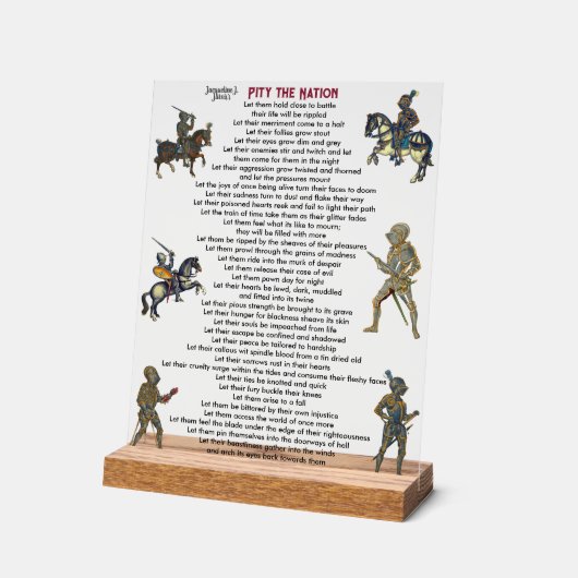 Pitié pour la nation Poésie écrire un signe acryli (Angle)