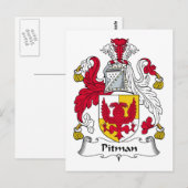 Pitman Family Crest Briefkaart (Voorkant / Achterkant)