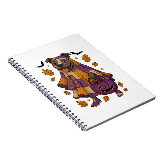 Pitpull Dog Ghost Halloween Notitieboek (Rechterzijde)