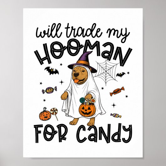 Pitpull Dog Halloween Ghost Spooky Poster (Voorkant)