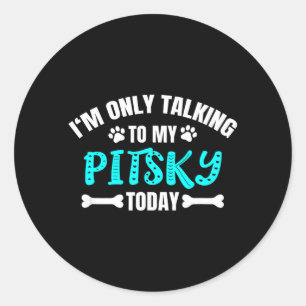 Pitskies Pitbull Husky Mix Praat Alleen Met Pitsky Ronde Sticker