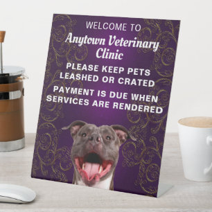 Pittbull Veterinarian Welcome Reclamebord Met Voetstuk
