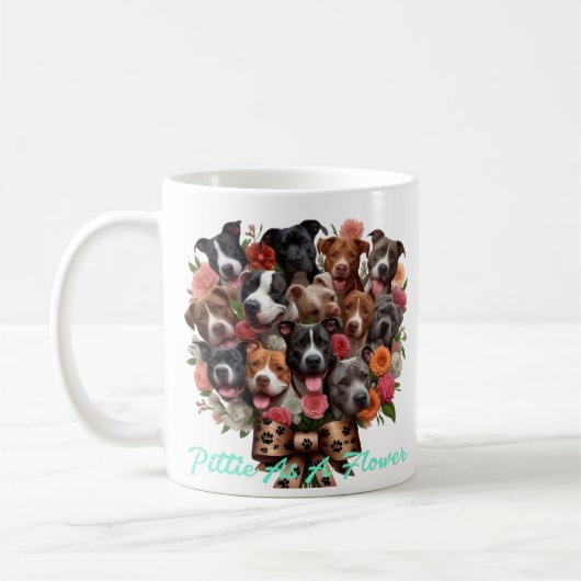 Pittie Comme Mug Fleur (Gauche)