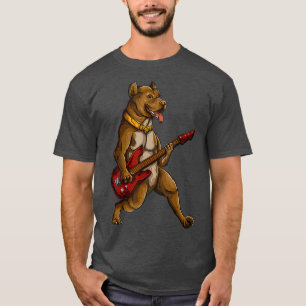 Pittie met gitar Funny Pit Bull Pittie T-shirt