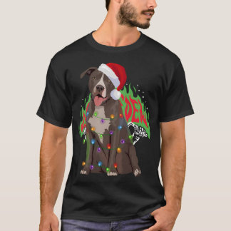 Pittie Pitbull Kerstverlichting Xmas Hondenliefheb T-shirt