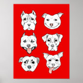 "Pittie Pittie alsjeblieft!" Dog Drawing Pattern Poster (Voorkant)