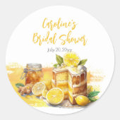 Pittige citencake gemberthee bruidsuitnodiging ronde sticker (Voorkant)