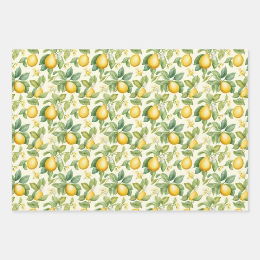 Pittige citroen waterverf inpakpapier vel (Voorkant)