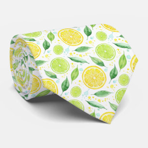 Pittige Citrus Groen en Citroen Levendig Waterverf Stropdas