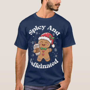 Pittige en cafeïnehoudende koffievrouwen kerstman t-shirt