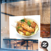 Pittige Garnalensoep Hete S zure Soep Thais Restau Raamsticker (Cafe Raam)