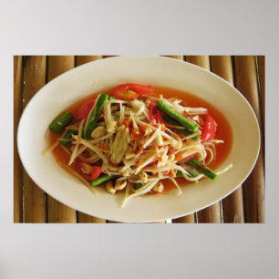 Pittige papajasalade [Som Tam] ... Thais Lao eten Poster