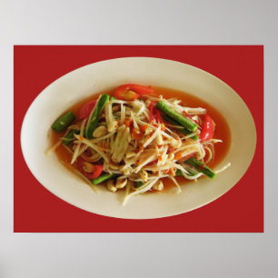 Pittige papajasalade [Som Tam] ... Thais Lao eten Poster