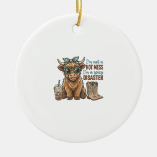 Pittige Ramp Hoogland Koe Coffee Western Shirt D Keramisch Ornament