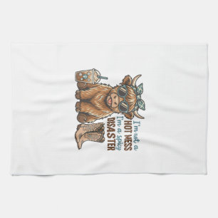Pittige Ramp Hoogland Koe Koffie Western T-shirt D Theedoek