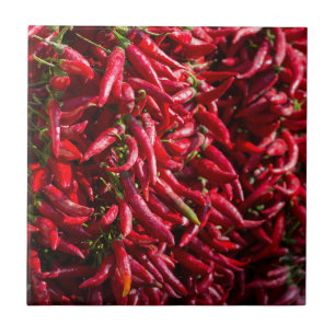 Pittige rode chili in de stad Kalocsa Tegeltje